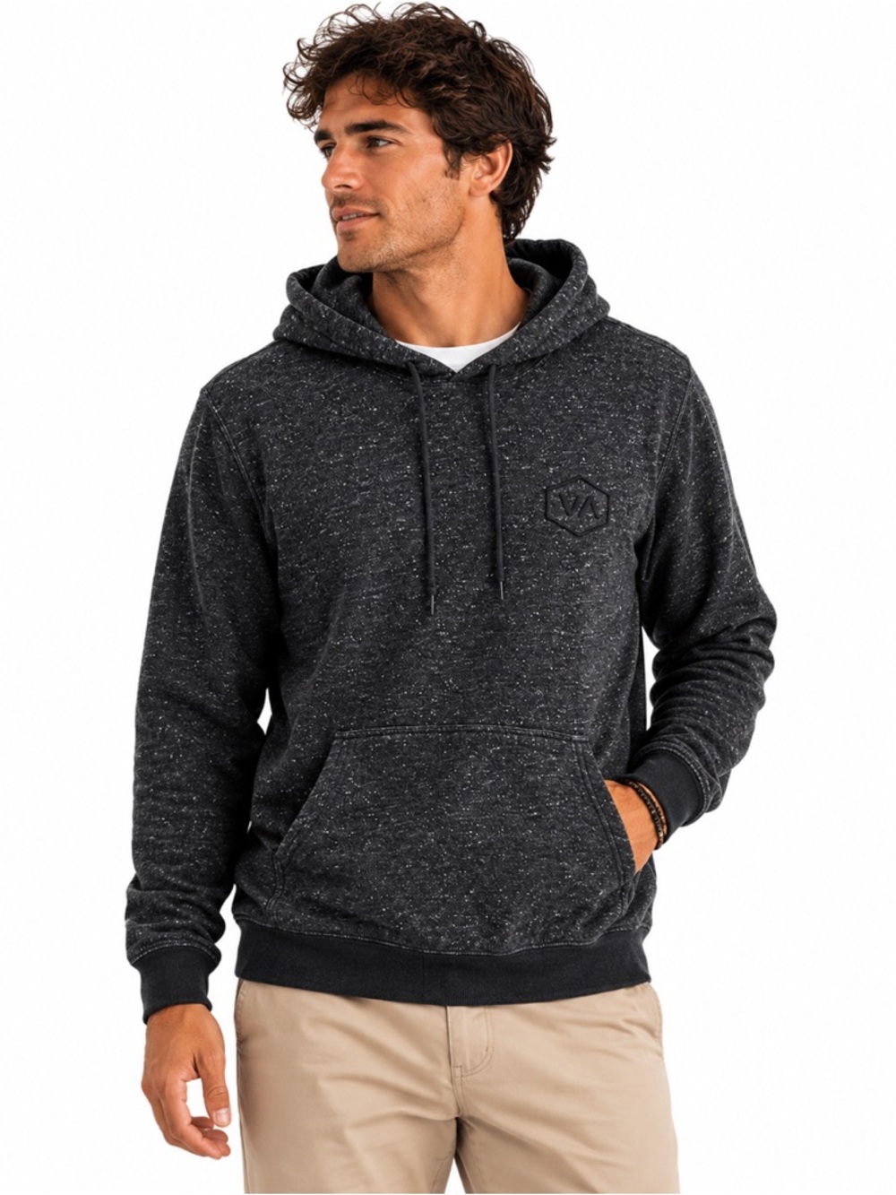 RVCA Sweatshirt Mens Medium Grey Kangaroo Pocket Hooded Casualcore Skater Cotton
